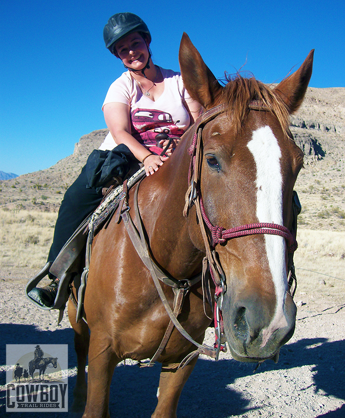 Ines Stadler at the picture stop while Horseback Riding in Red Rock Canyon at Cowboy Trail Rides
